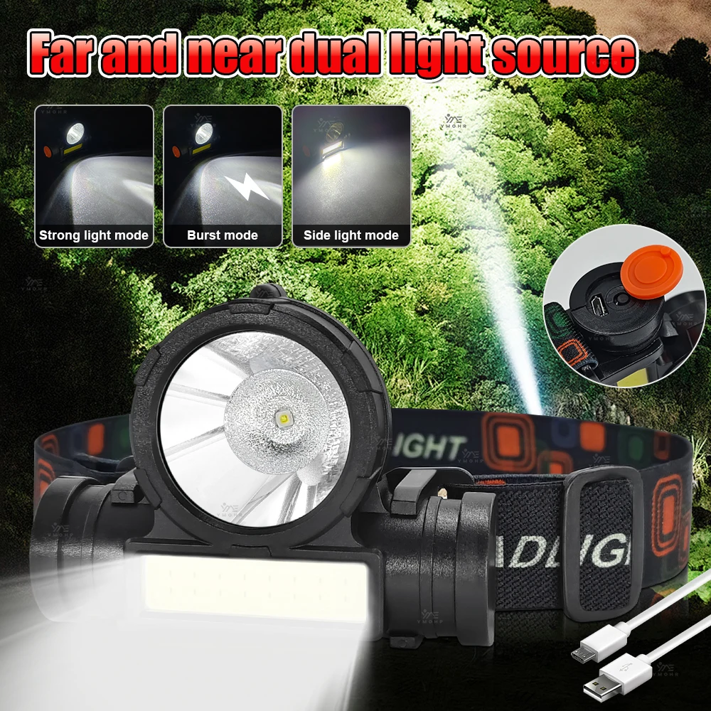 

Перезаряжаемый налобный фонарь, водонепроницаемый налобный светодиодный фонарь, 1000LM, супер яркий налобный фонарь для рыбалки, пешего туризма, кемпинга, налобный фонарь