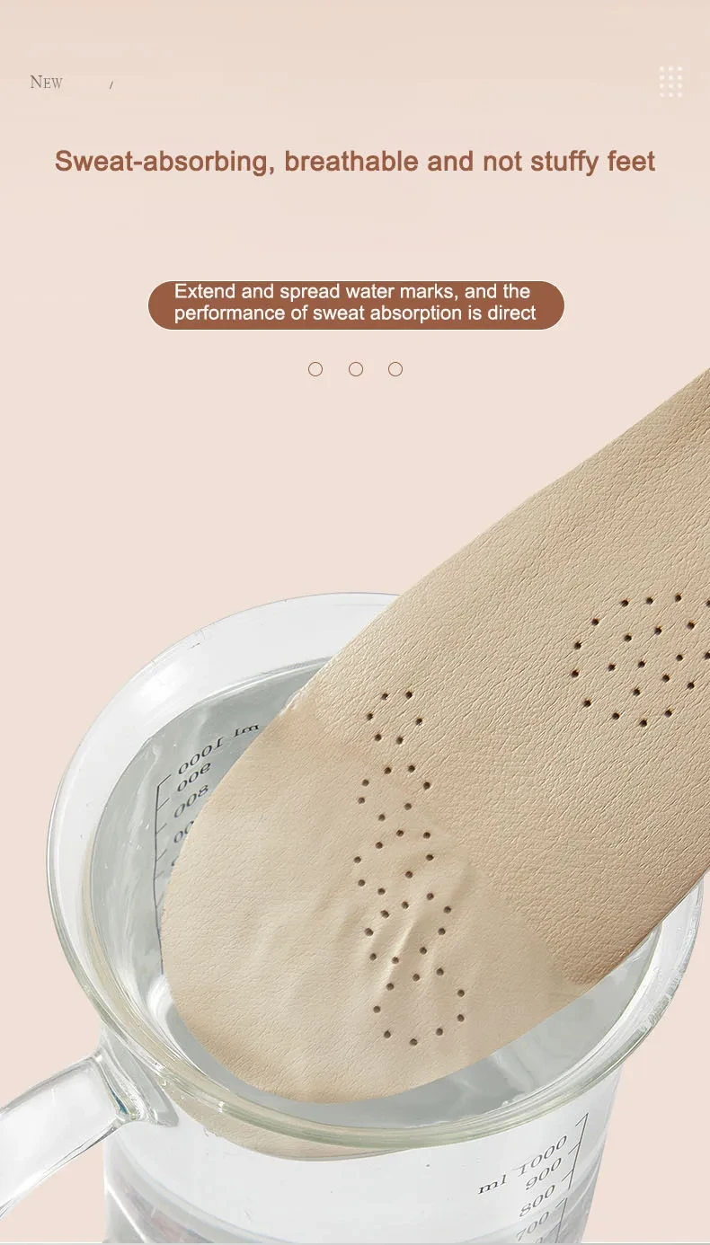 Latex Insole for Feet Leather Shoe Sole Inserts Soft Cowhide Sports Shock Absorbing Plantar Fasciitis Template Insoles for Shoes