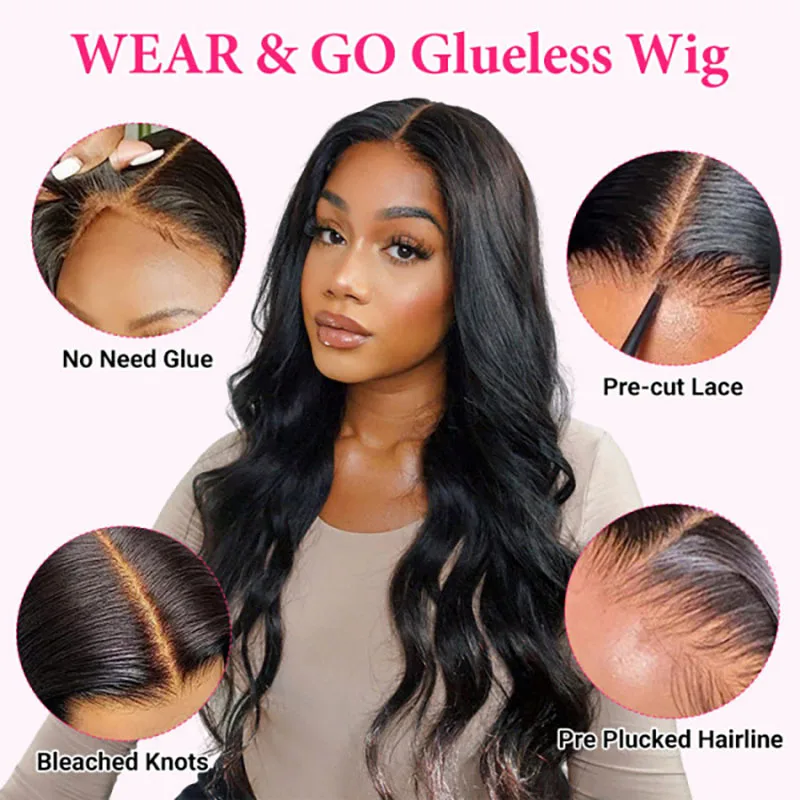 ISEE Hair Glueless Wigs Wear And Go Body Wave Wig Pre Bleached Knots Human Hair Lace Front Wig PrePlucked Natural Hairline