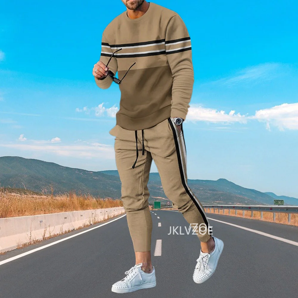 Chándal informal Route 66 para hombre, ropa deportiva, traje de calle + Camiseta de manga larga, conjunto de pantalones de chándal con estampado 3d