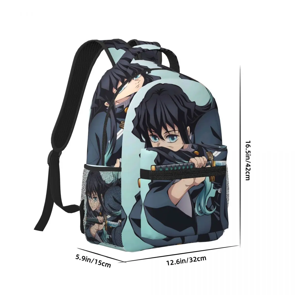 Muichiro Tokito Demon Slayer Backpack Student Schoolbag for Men Women Laptop Canvas Bags 17in