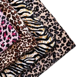 Leopard Pattern 4 Sided Stretch Velvet Fabric By The Meter for Upholstery Sofa Furniture Clothes Sewing Printed Velour Cloth