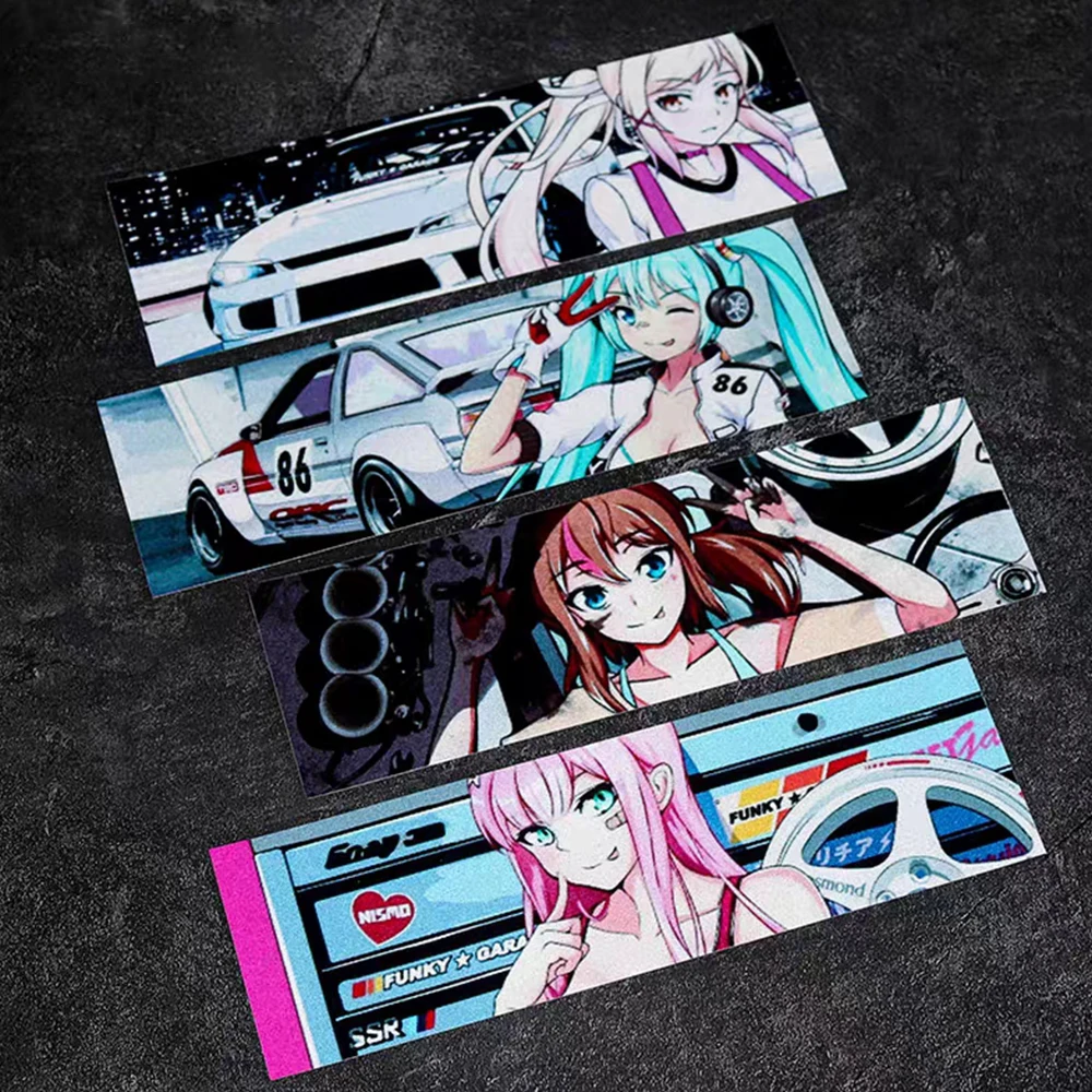 JDM Secondary Modification Car Girl Reflective Stickers Rear Window Combination Stickers Scratch Masking Car Stickers