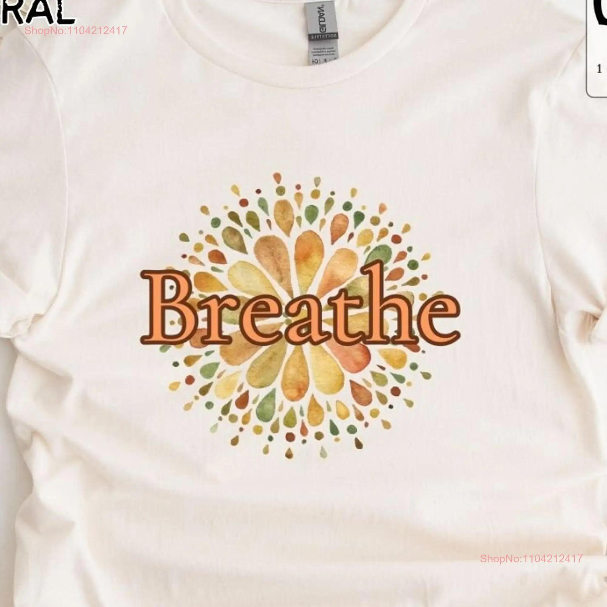 T shirt Breathe Mandala Softstyle  Soft Crewneck Top Roomy Meditation Yoga  long or short sleeves