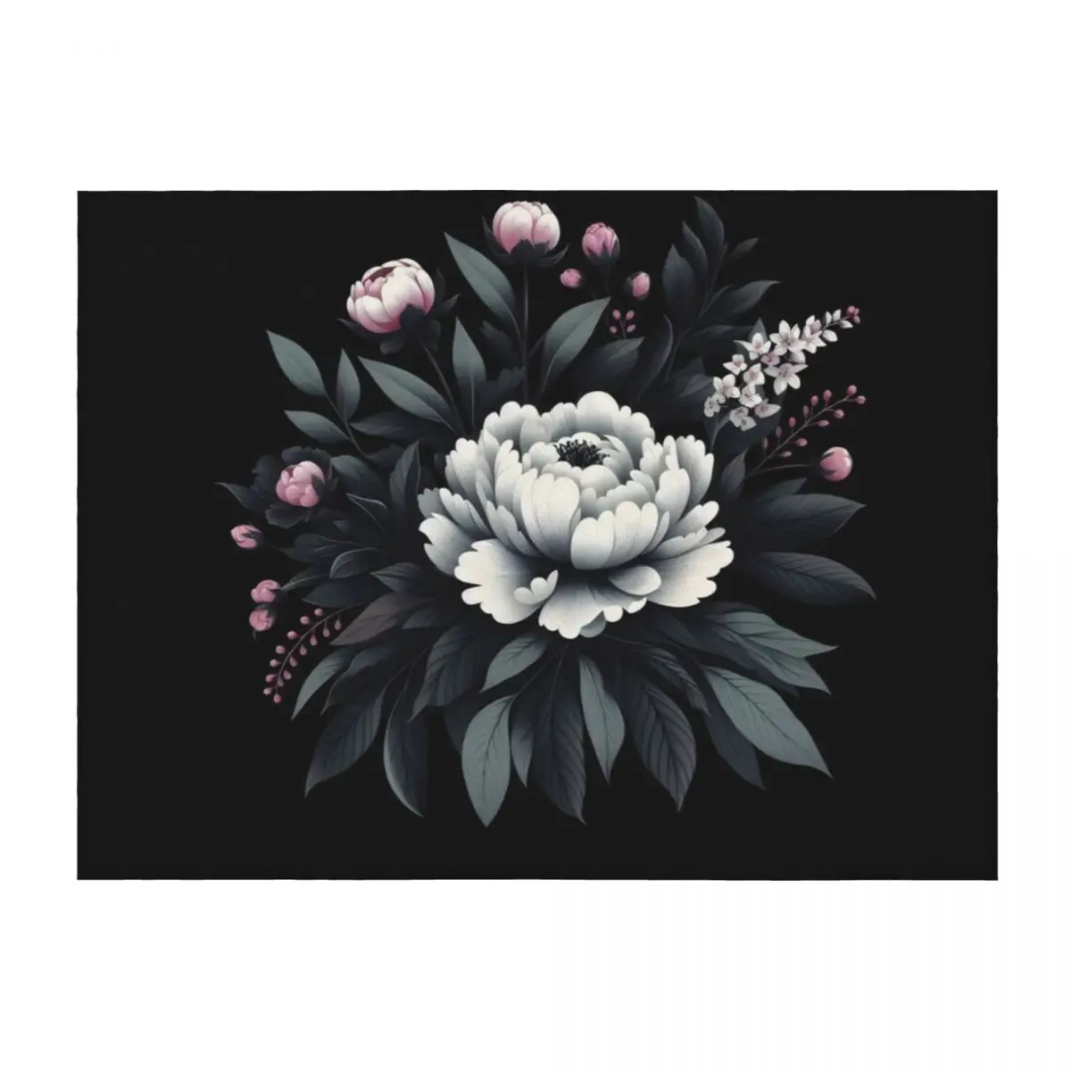 

Dark Academia Peony Botanical Throw Blanket Hair Plush Large Travel Blankets