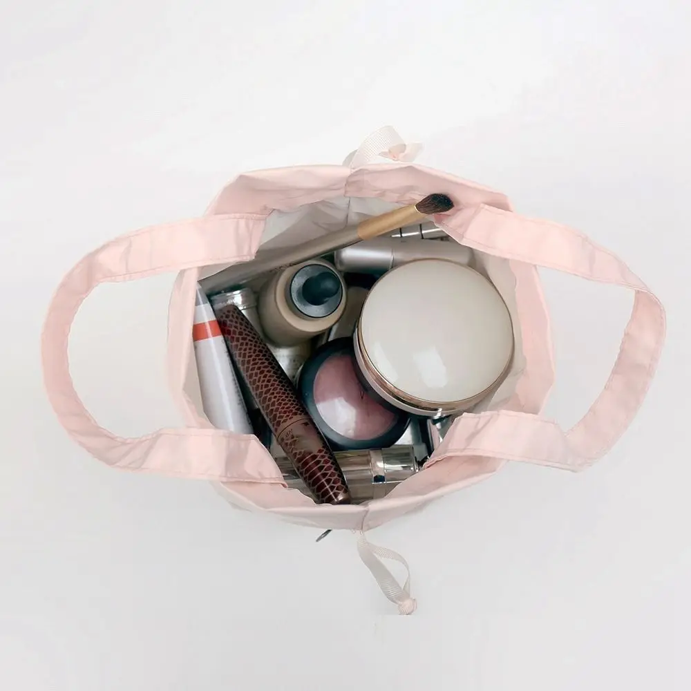 

Cute Solid Color Drawstring Bag Portable Waterproof Cosmetic Bag Large Capacity Storage Cloth Handbag Outdoor