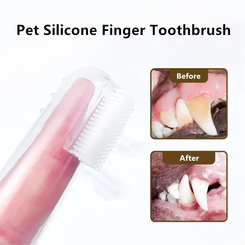 Hot Selling Dog Cat Cleaning Supplies Soft Pet Finger Toothbrush Teddy Dog Brush Add Bad Breath Tooth Care Dog Accessories