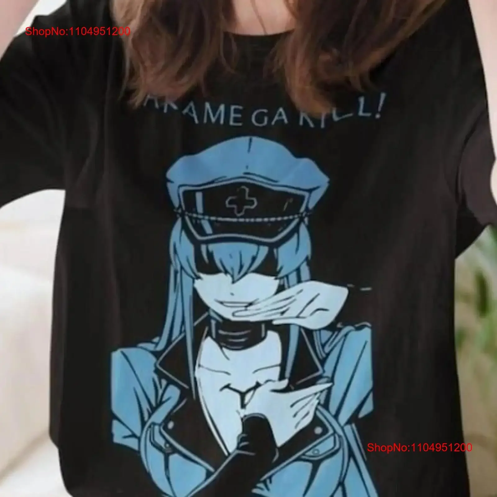 Akame Ga Kill Esdeath أنيمي تي شيرت مانغا Waifu خمر غسلها قليلا أوم أنيق مصمم الملابس الشارع الشهير عادية