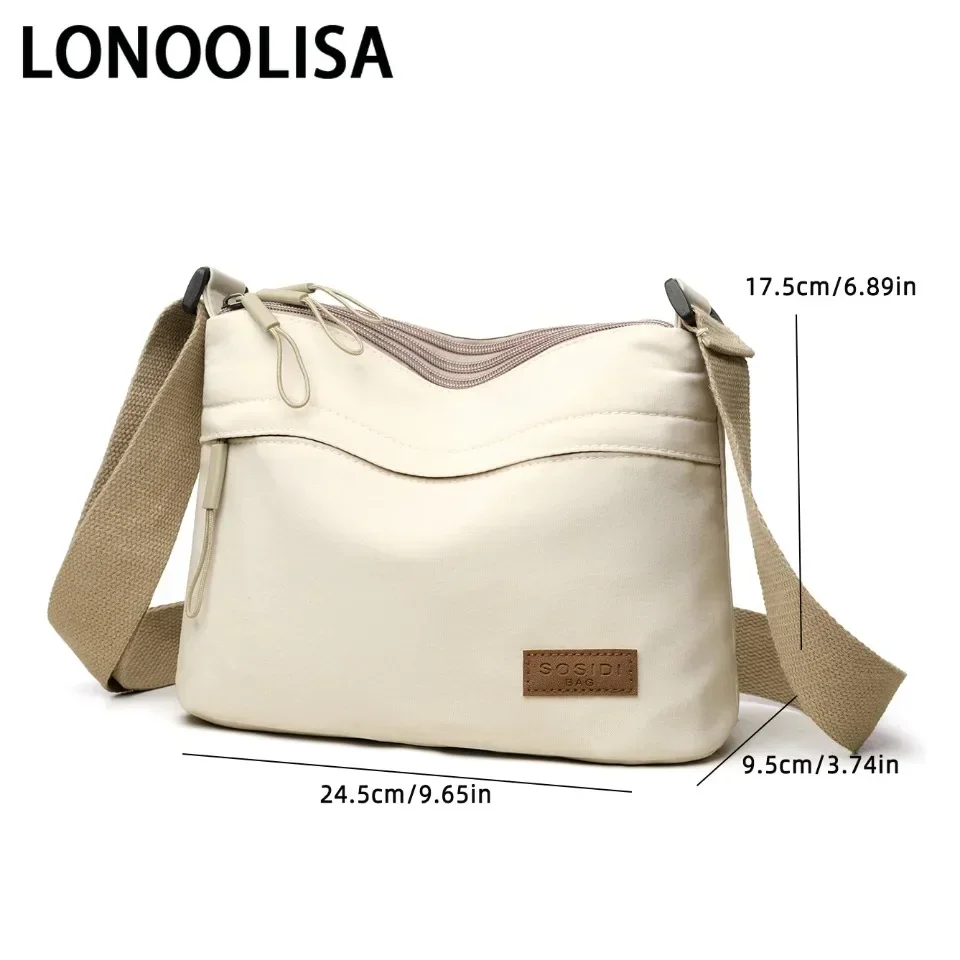 3 Main Pockets High capacity Shoulder Crossbody Bag for Women Multi-pocket Purse canvas Handbag Suitable for mothers shopping image 4