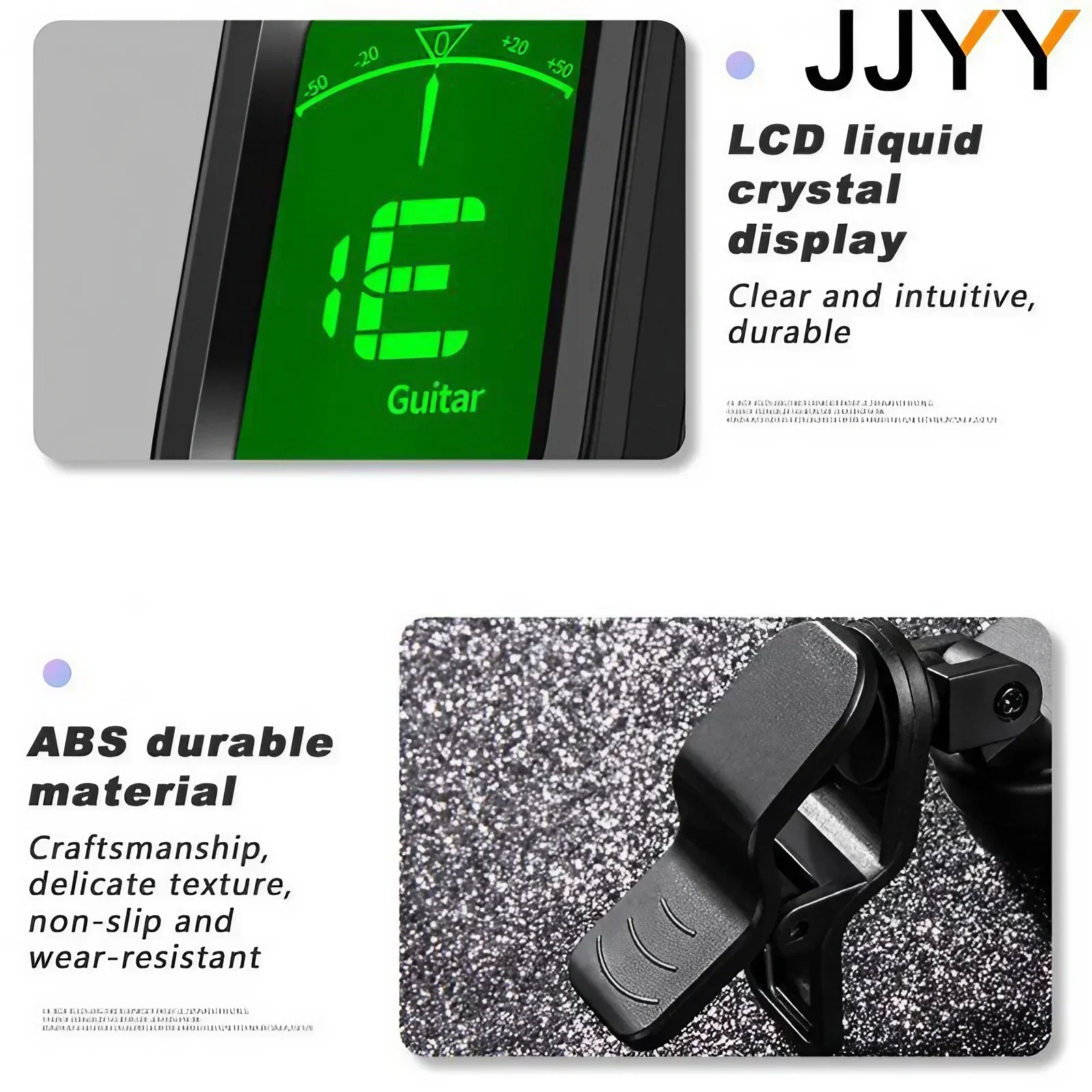 クリップオンデジタルギターチューナー 360度回転可能なLCDディスプレイ ポータブルユニバーサルチューナー ギター ウクレレ ベース練習用