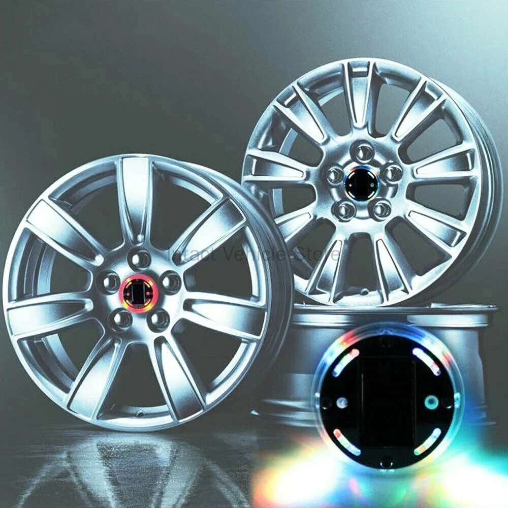 1/2/4pcs LED Light Solar Energy Flash Car Wheel light Hub bulb Tire Tyre Valve Cap Lamp Wheel Center Caps Wheels Tires Car Light view 4