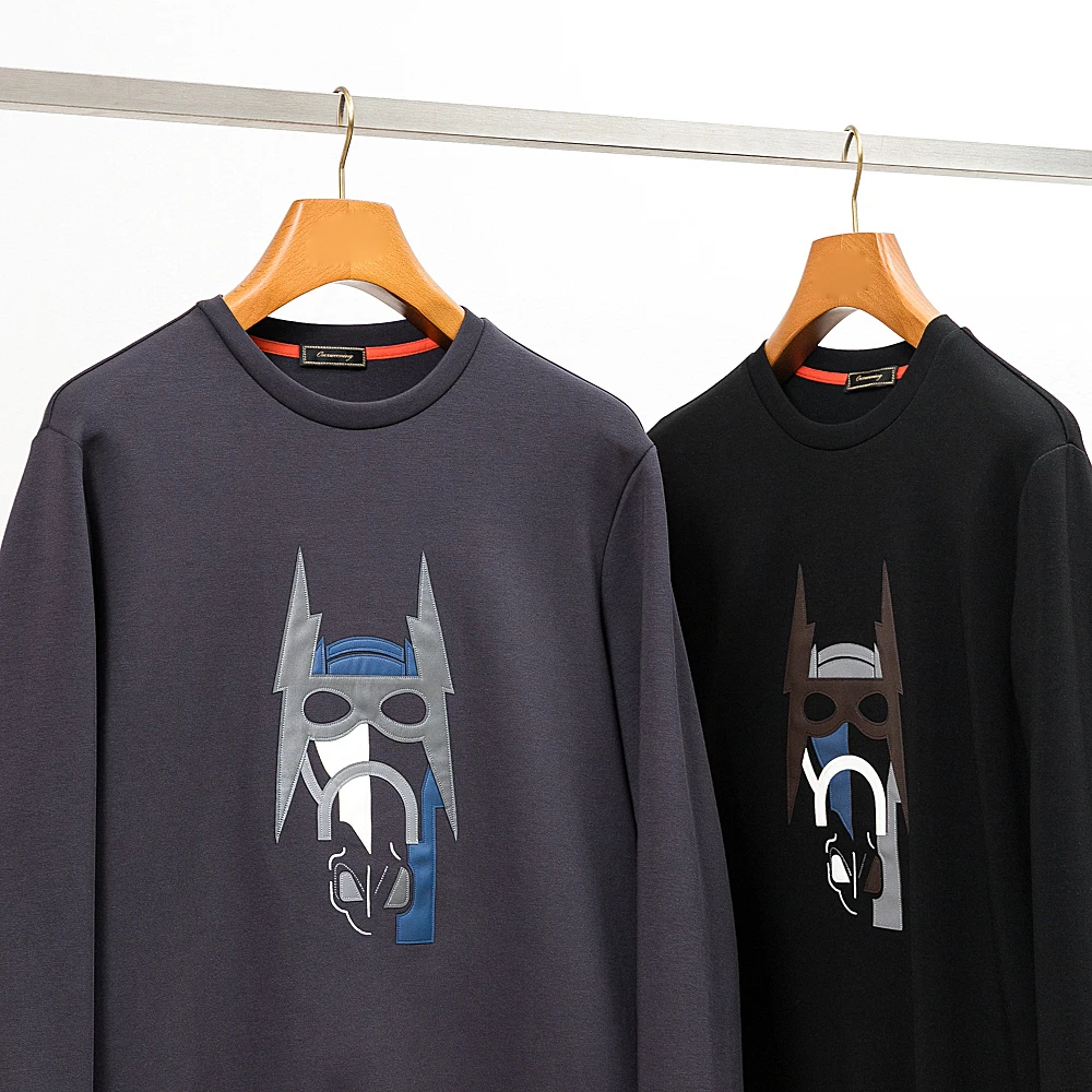 

Роскошный однотонный свитшот с круглым вырезом для мужчин, модный хлопковый свитшот, современная осенняя коллекция, прямой крой