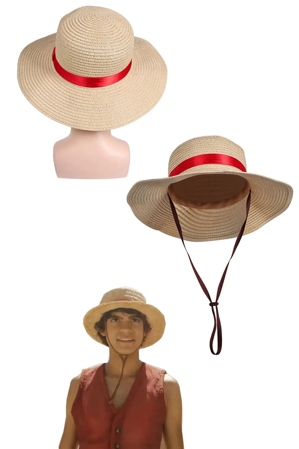 ルフィコスプレ少年織りセーリングハットキャップコスチュームアクセサリー帽子小道具成人男性ハロウィンカーニバルロールプレイ衣装ギフト