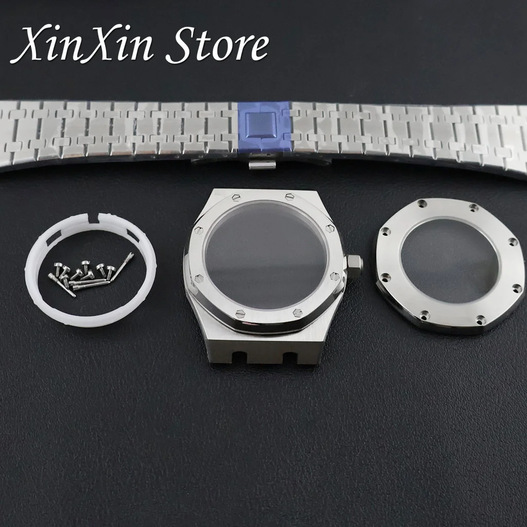 41mm AP Watch Parts For NH34 NH35 NH36 Movement Transparent Back Sapphire Crystal AP Watch Case Modified Accessories Replacement