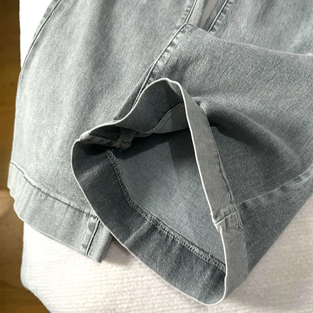 女性レトロ洗浄フレアジーンズアメリカンヴィンテージ秋ハイウエストグレーロングブーツカットパンツダメージデニムパンツストリート