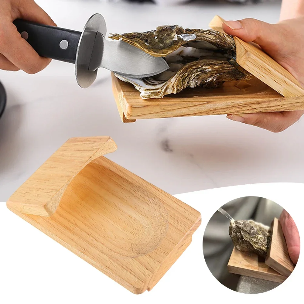 Oyster Shucking Tools Wood Seafood Opener Tool Stainless Steel Scallop Shell Shucking Cutter for Home Kitchen Barbecue Camping