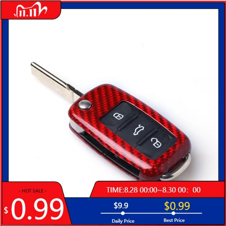 

Interior Stickers Carbon Fiber Car Remote Key Case Key Cover For Volkswagen VW Golf Bora Jetta POLO GOLF Passat Skoda Octavia A5