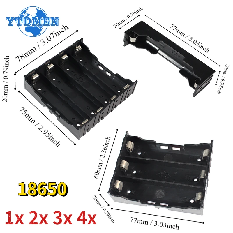 

1PCS 18650 Battery Holder Lithium Battery Case 18650 Series Connection Battery 1 2 3 4 Slot Batteries Container with Hard Pin