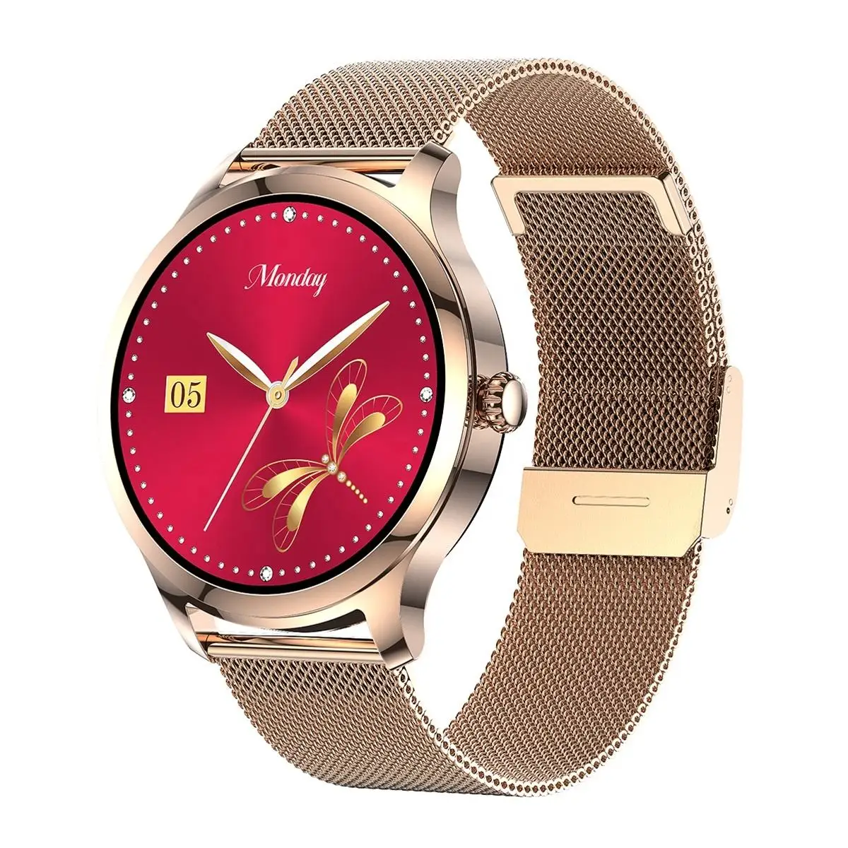 

LW92 Ladies Smart Watch 1.32" Screen Gold Plated Stainless Steel Bracelet Music Sleep Tracking BT Smartwatch For iOS