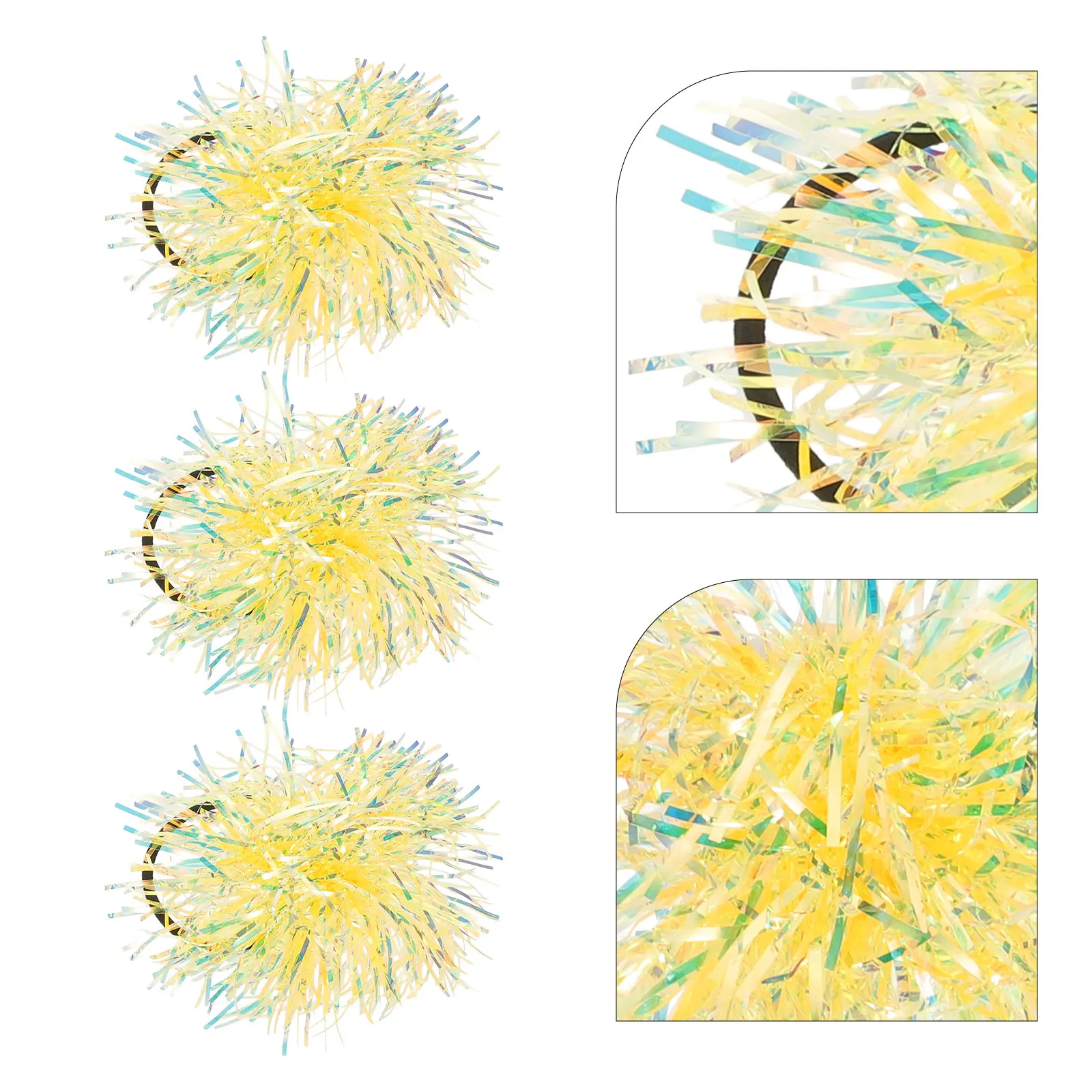 

10 Pcs Bright Silk Wool Ball Hair Ring Elastic Fashion Ties Hairball Shiny Scrunchies Yellow Tinsel Miss
