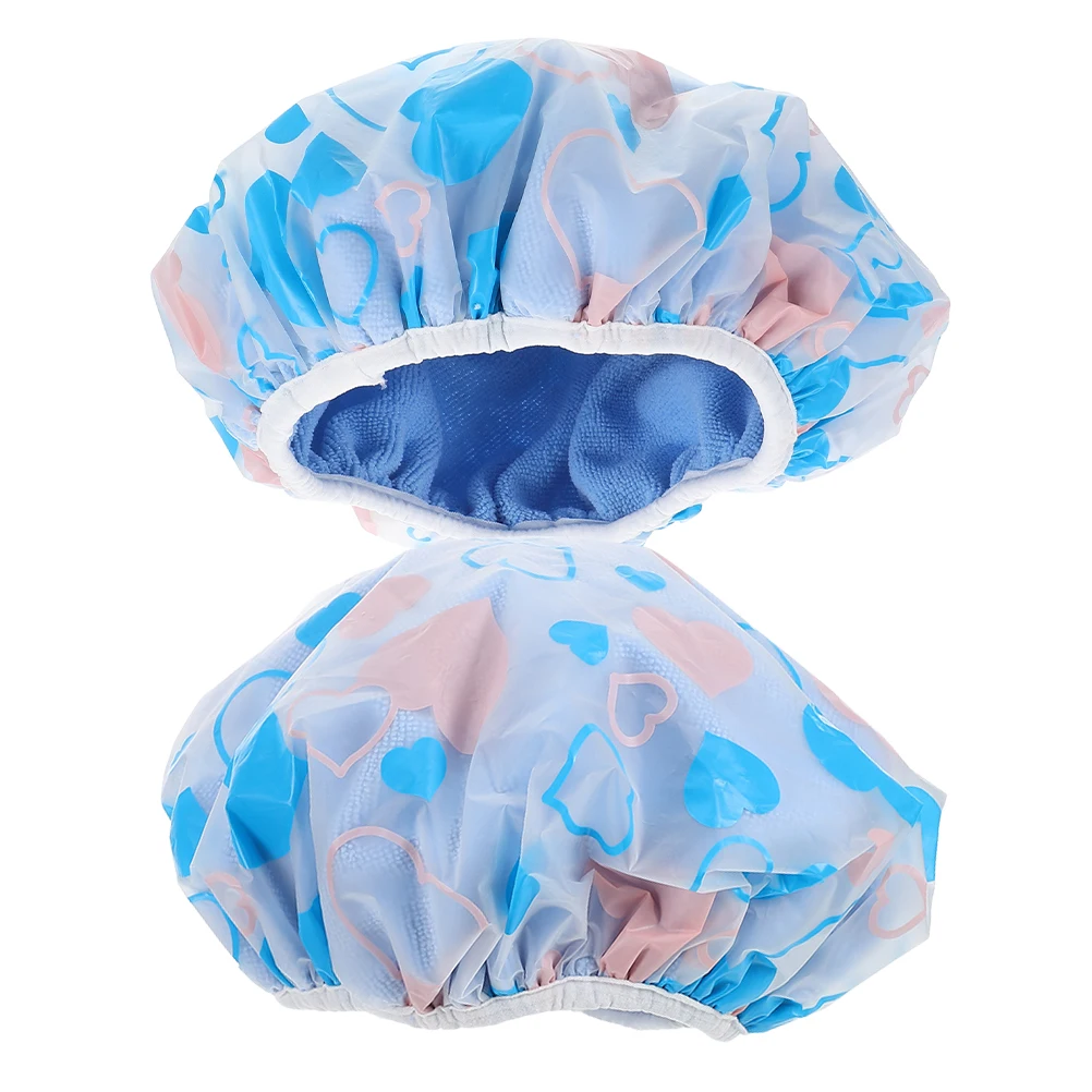 

2pcs Reusable Shower Long Bath Elastic Band Waterproof Quick-Drying Hair Drying Hat Soft Ladies Bathing Cap For Home Travel Gym