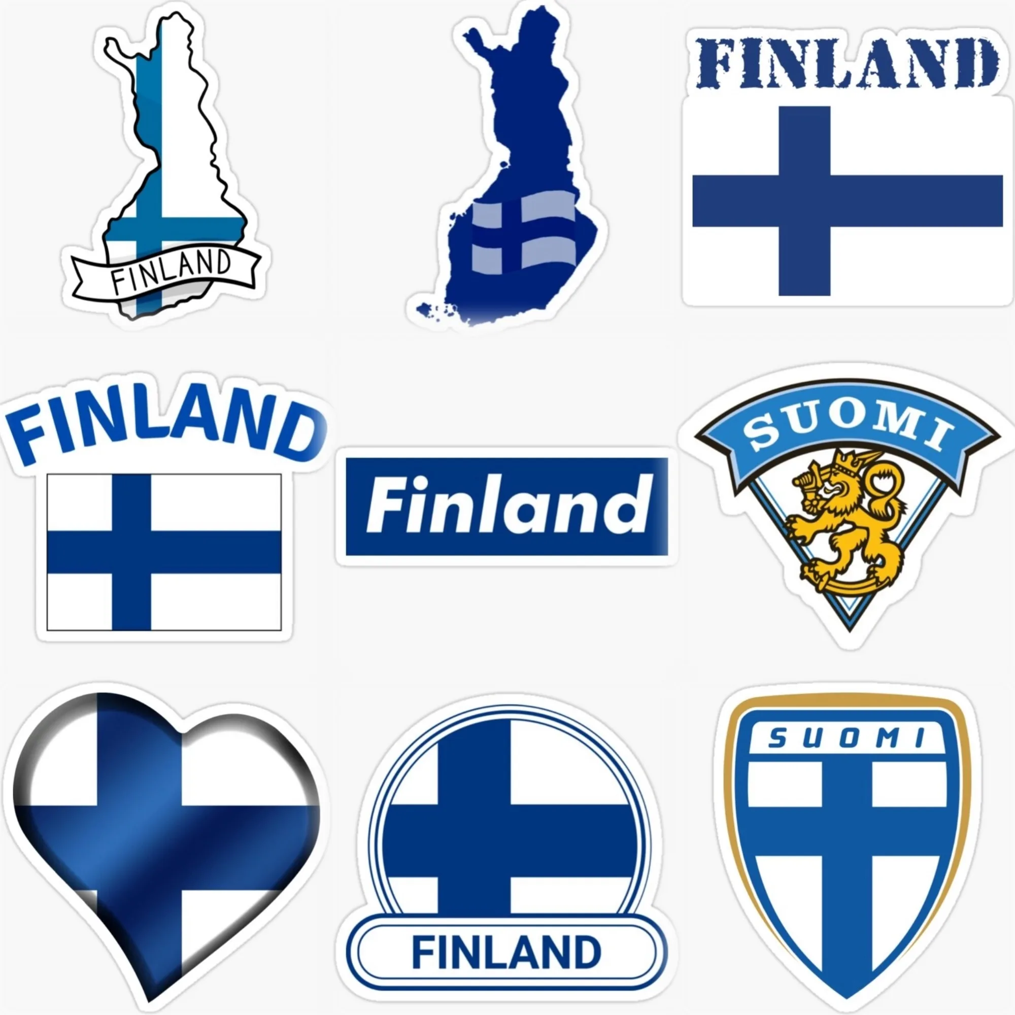 

Finland FIN Flag Map Emblem Creative PVC Waterproof Sticker for Decorate Car Bicycle Helmet Window Fridge Wall Decal Accessories