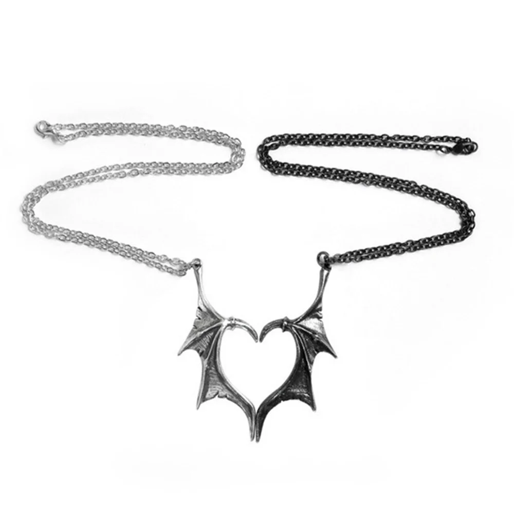 2 Pcs/Set Punk Bat Wings Love Couple Pendant Necklace Devil Splice Necklace Adjustable Party Decoration Fashion Adult Jewelry-image