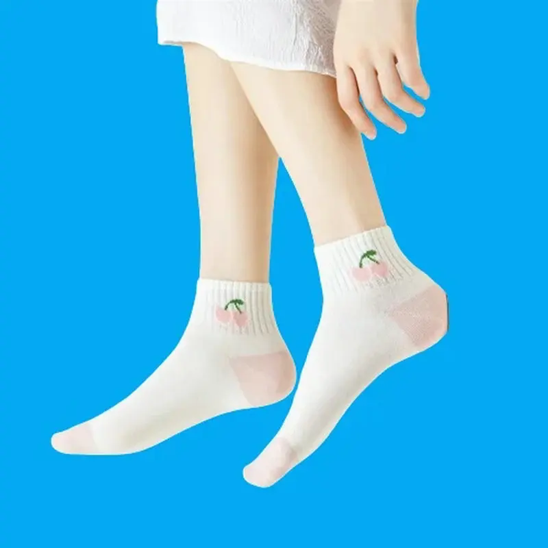 Calcetines deportivos finos y transpirables para mujer, medias cortas rosas de boca poco profunda para estudiantes coreanos, primavera y verano, 5/10 pares