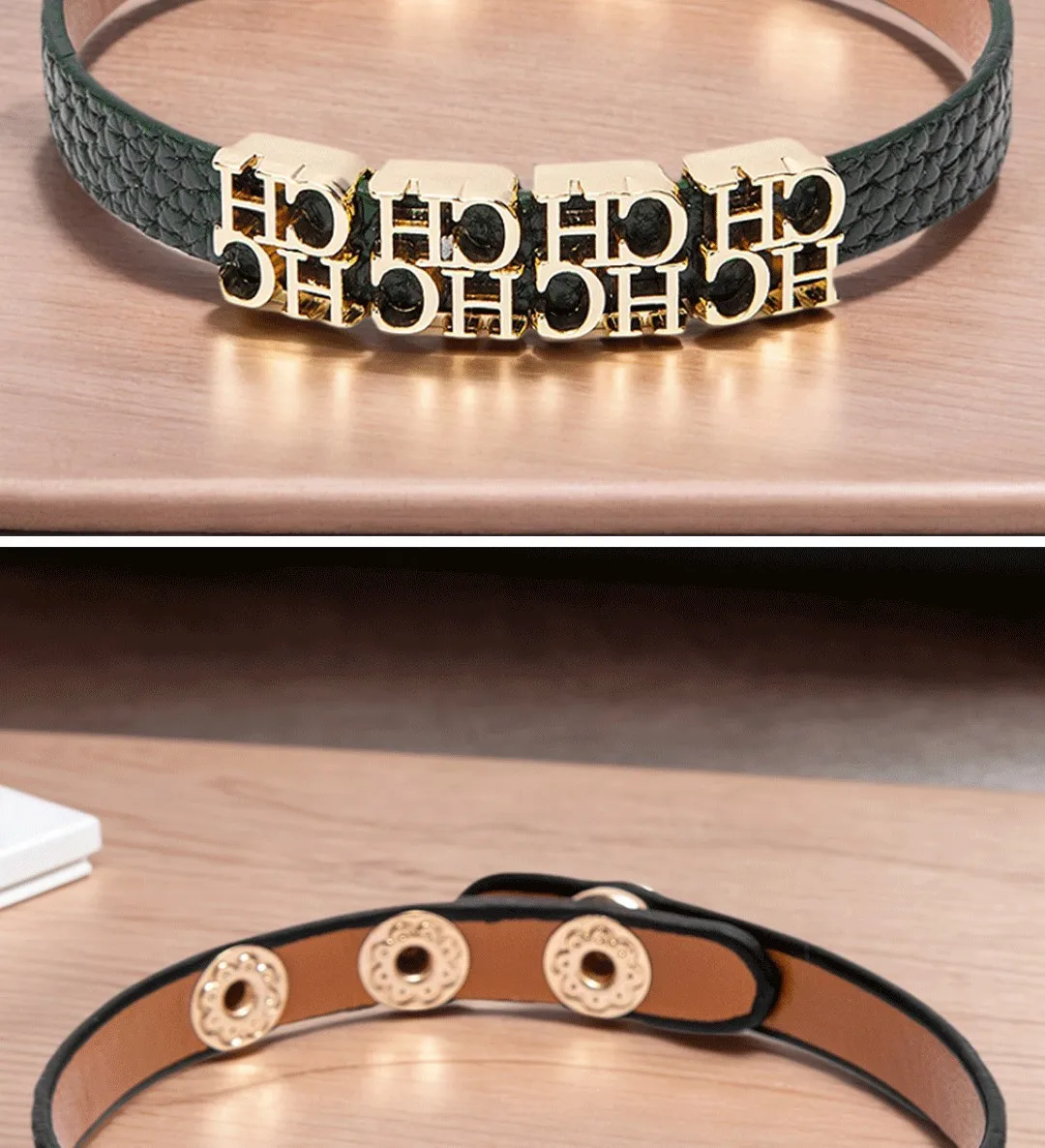 CH Damen-Vintage-Armband, Metall, Buchstabendekoration, schlicht, klassisch, mehrere Stile, vielseitig, für den Alltag – Detail 5