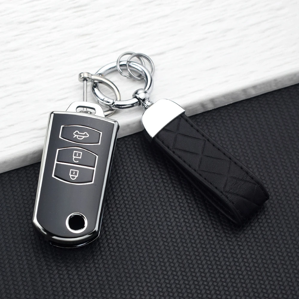 2/3 Buttons Car Key Case Cover Holder for Mazda 3 6 2 CX-5 CX-7 CX-9 Demio MX-5 RX-8 5 MPV M3 M5 M6 Soft TPU Shell Fob Keychain view 4