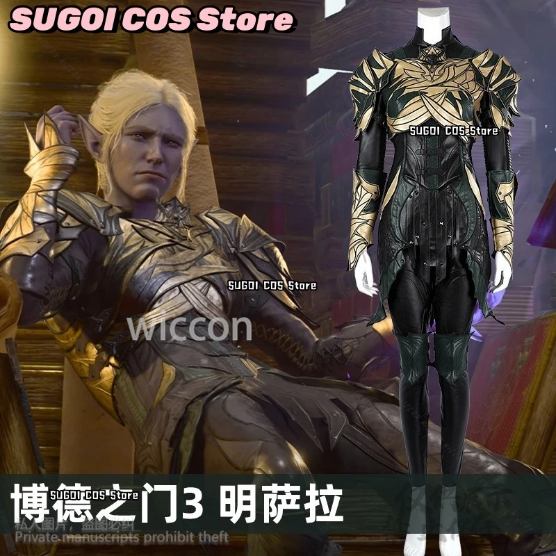 Аниме игра Baldur3Gate косплей Minthara красивый костюм из искусственной кожи сексуальный комбинезон униформа эльфа парики ушные костюмы для Хэллоуина Cos костюмы