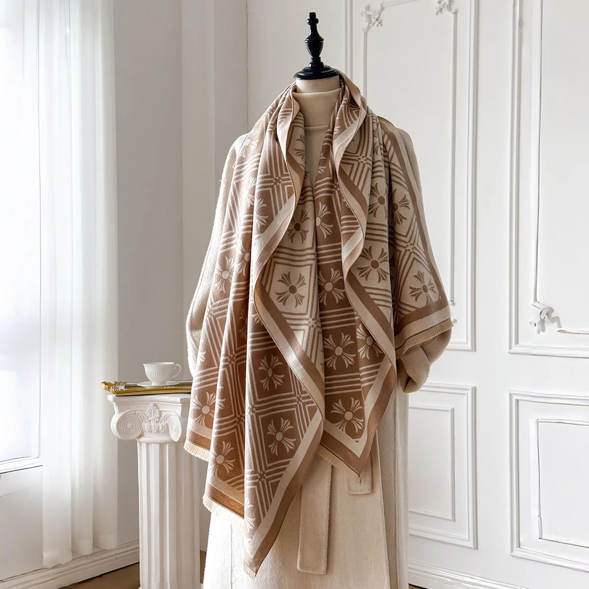 Winter Warmer Kaschmirschal für Frauen Luxus Pashmina Decke Dicker Schal Wickelhalstuch Mode Bufanda Echarpe Poncho 2025 – Detail 3