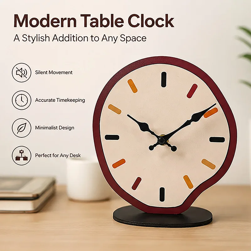 Modern Simple Silent Desk Clock for Living Room Bedroom Creative Ornament Solid Wood Desktop Clock