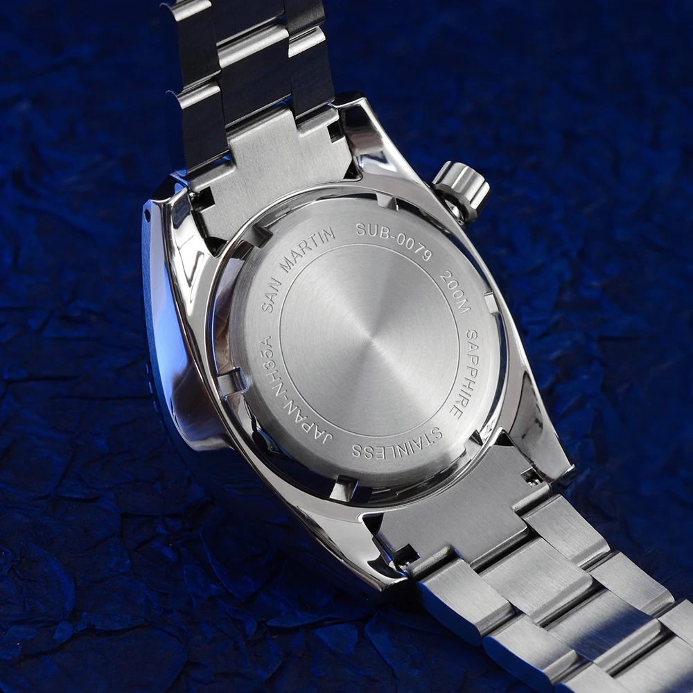 Reloj San Martin Diver para hombre MM200 NH35 Dial de acero inoxidable relojes mecánicos automáticos BGW-9 luminoso 20Bar impermeable SN0079