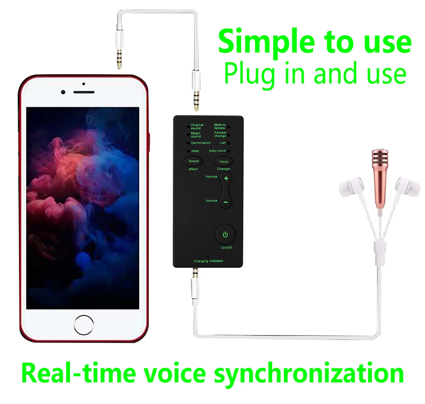 New Voice Changer Mini Portable 8 Voice Changing Modulator with Adjustable Voice Functions Phone Computer Sound Card Mic Tool