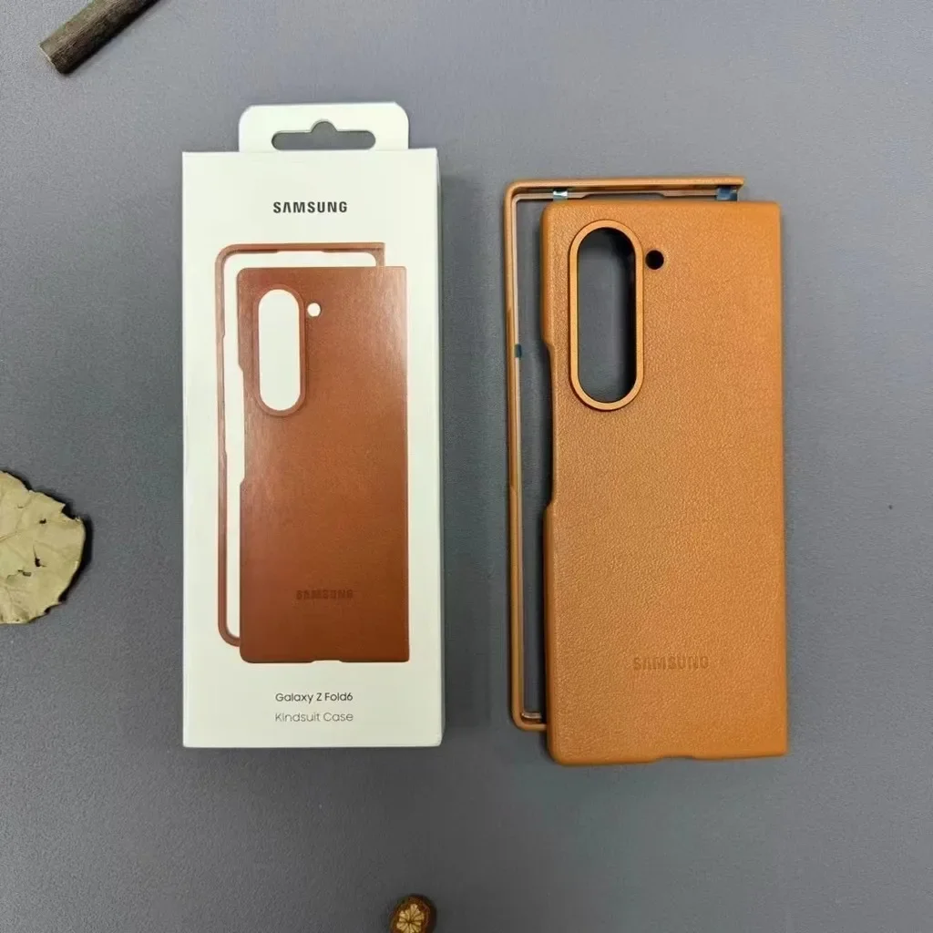 Premieum Genuine Leather Phone Case For Samsung Galaxy Z Fold 6 Fold6 5G High-end Business Shockproof Protective Bumper Cover