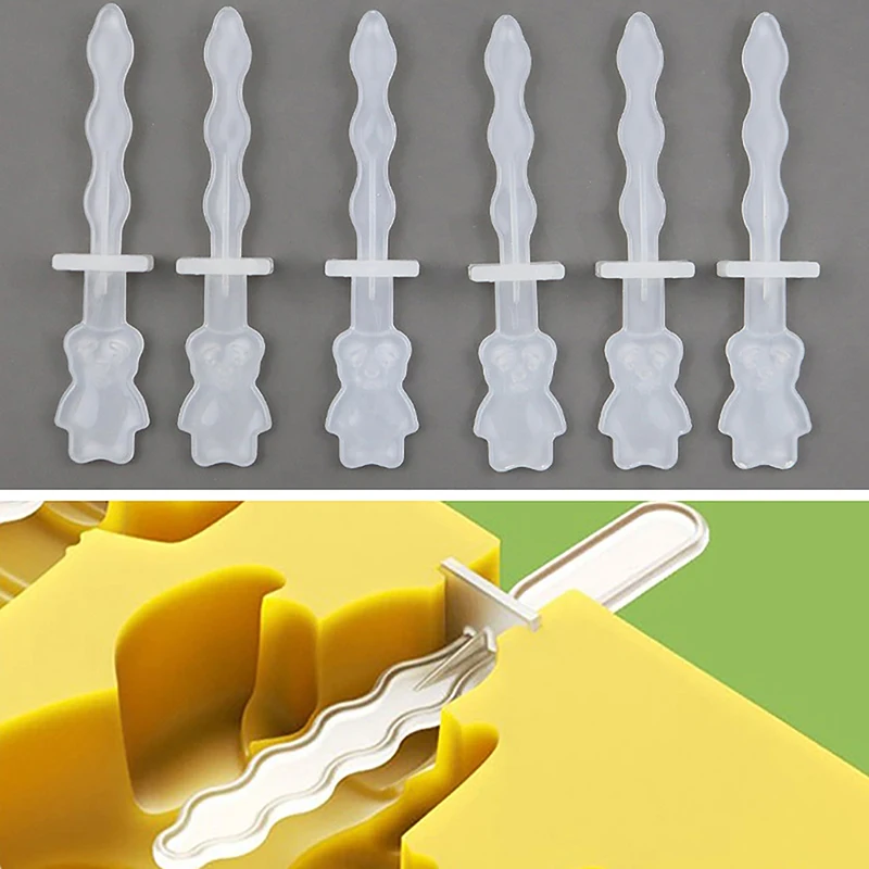 Palitos de helado reutilizables de silicona, palitos de paleta para crema, palitos de pastel de caramelo, paletas de hielo, moldes de bola de hielo, 6 piezas