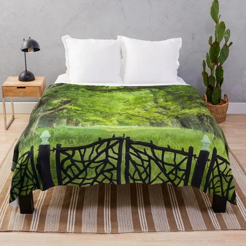 

Oak Tree Alley in Summer Throw Blanket Warm Flannel Blanket for Couch Chair Bedroom