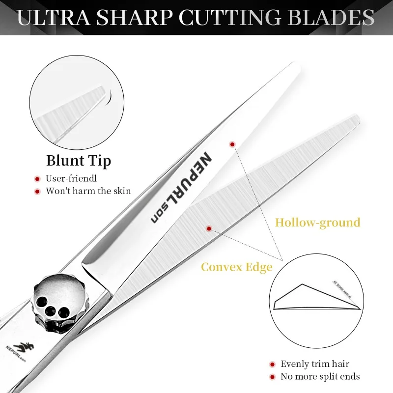 NEPURLson 6.0inch JP440C high-end silver adjustable screw hair scissors for right hand ideal for hair salons sharp durable