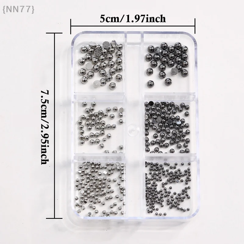6グリッド3Dミニパンクメタルネイルスタッズ-ミックスサイズシルバー/ゴールド/ブラック、合金リベットスティックコーン、DIYネイルアートチャーム＆クラフトデコレーション