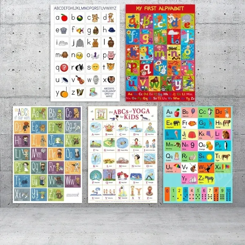 Home Decor Modular Picture Print Nordic Style ABC Alphabet Poster Chart Kids Education English Learning Wall Art Canvas Painting