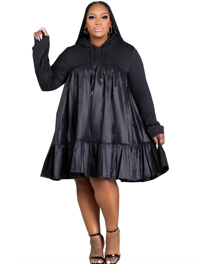 L-5XL Plus Size Clothes Dresses Women Robes 2025 Spring Autumn Long Sleeve Street Style Casual 3XL 4XL Big Size Dress Oversized