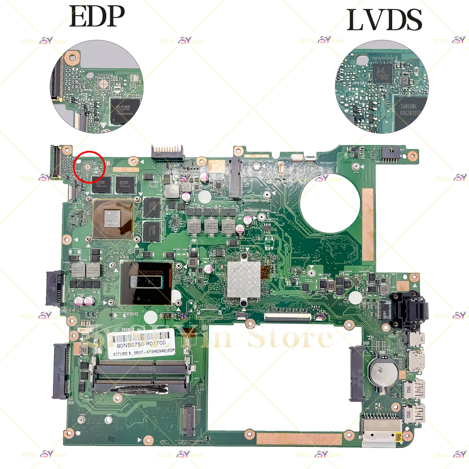 G771JM Mainboard For ASUS ROG G771JW G771J G771JMC Laptop Motherboard I7-4710H I7-4720H GTX860M GTX960M EDP Or LVDS