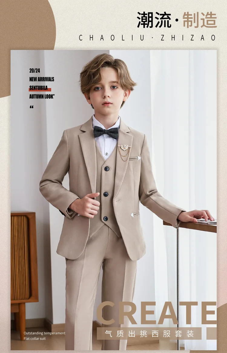 Kinderanzüge, Britische Gentlemen-Anzüge für Jungen, Geburtstagsanzüge für Jungen, Blazer für Blumenjungen bei Hochzeiten, Kostüme für Klavierauftritte A5045 – Detail 3