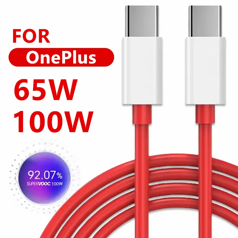 Cable de carga súper rápido SuperVOOC de 65W 100W tipo C a tipo C para OnePlus 9 10 11 12 13 Nord 2T 3 CE 2 3 Lite N300 Ace 2 3 5 Pro
