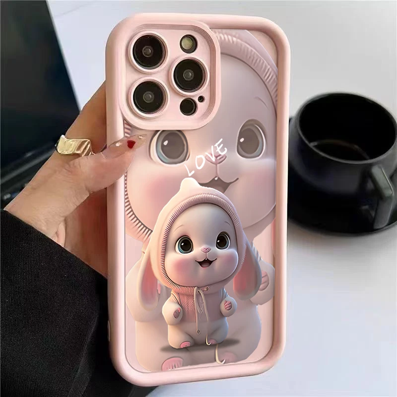 Lovely Cartoon Panda Rabbit Silicone Case For Iphone 15 12 11 13 14 Pro Max 7 8 Plus X Xs Xr 15pro 14pro 15plus Soft Matte Cover