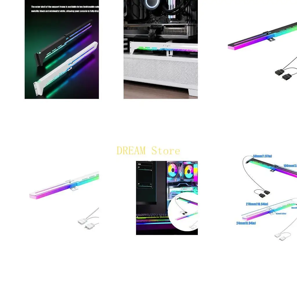 Metal GPU Card Support with Sliding Holder, Three-Hole Mounting Plate, and Synchronized ARGB Light for Horizontal Use Best Sale