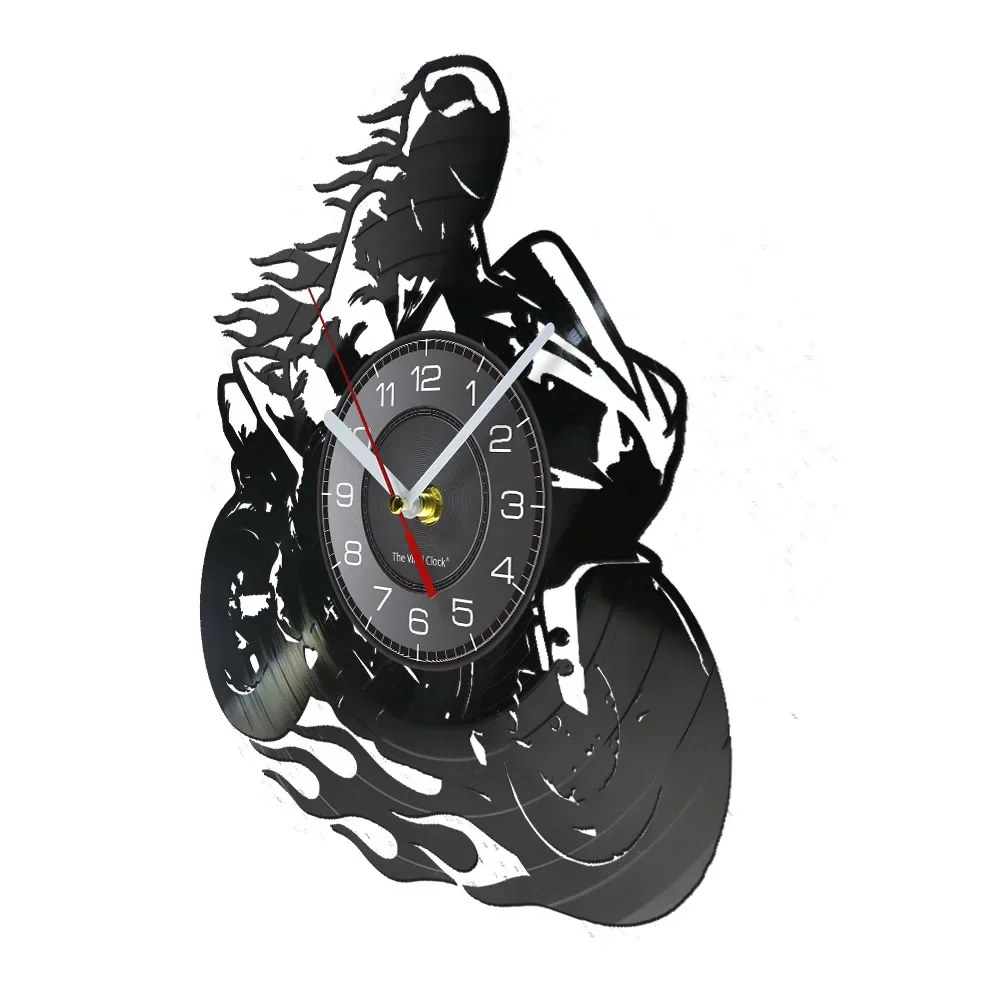 Professional Motorcyclist Vinyl Record Wall Clock Extreme Freestyle Motorcycle Home Decor Room Dirt Bike Risky Rider Watch Gifts