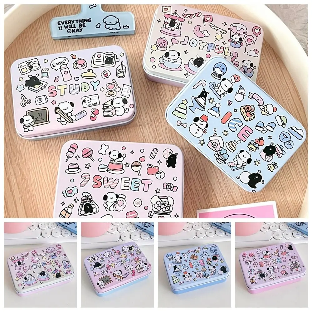 Rectangular Puppy Pattern Storage Box INS Style Empty Mini Candy Tin Box Cute Multifunction Jelly Puppy Graffiti Pill Cases