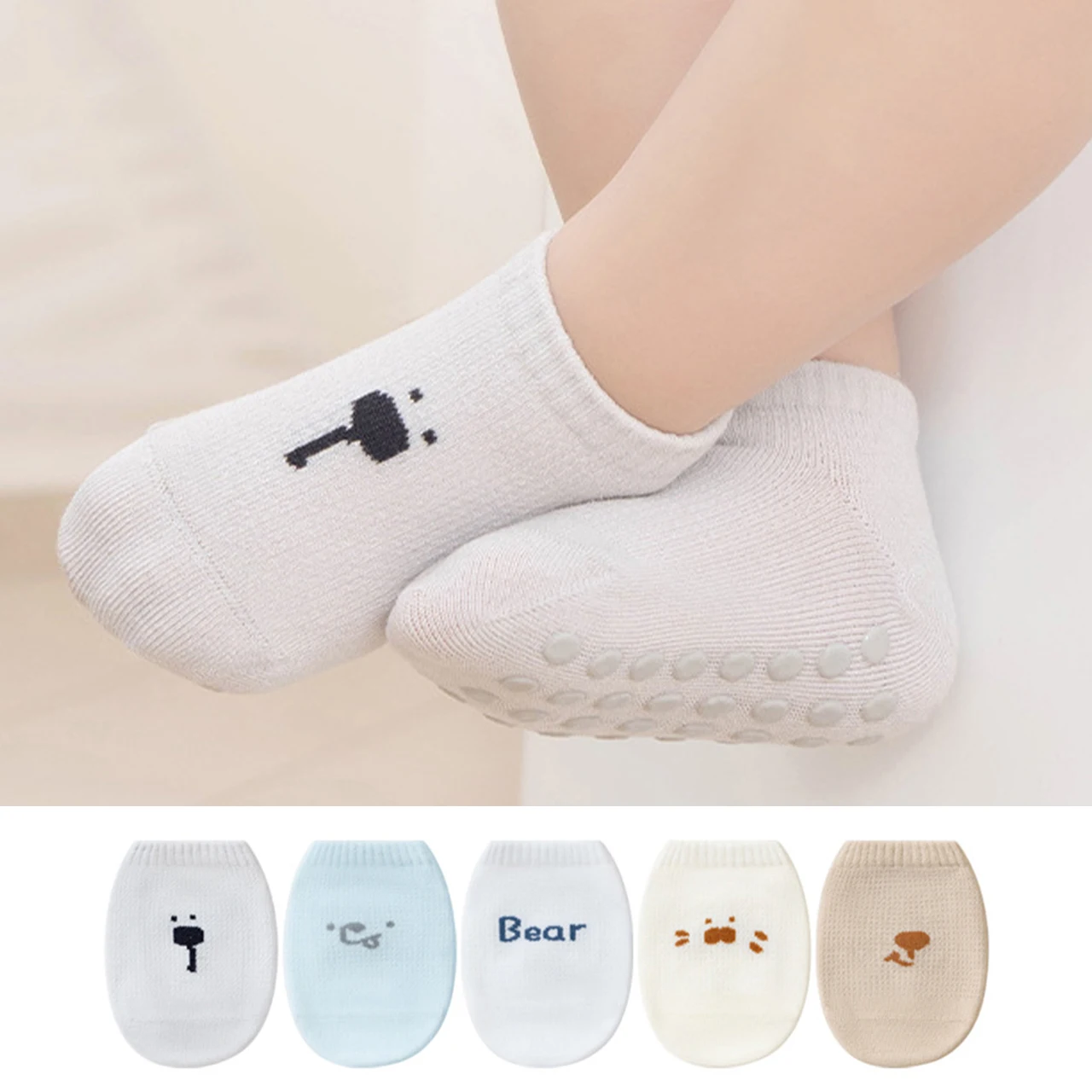 

Cartoon Baby Mesh Floor Socks Summer Thin Breathable Boy Girl Short Socks Soft Cotton Toddler Kids Anti-Slip Socks